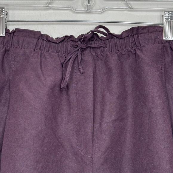 H&M Linen-Blend Drawstring Short, 5" Inseam, Burgundy, Size M - Picture 7 of 7